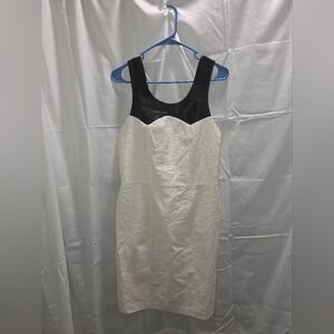 NYC Hunter Dixon Cream & Leather Sleeveless Dress